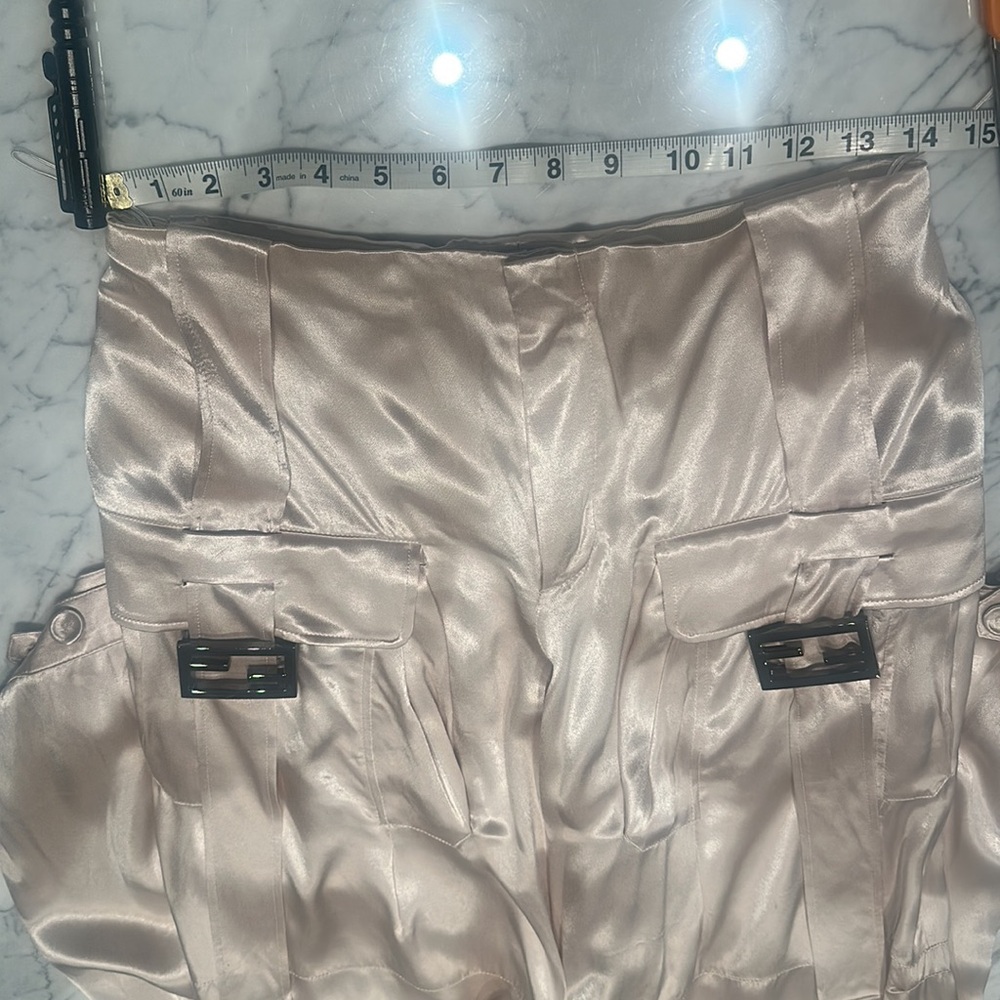 Fendi FF Baguette Buckle Embellished Satin Cargo Pants - Picture 12 of 17